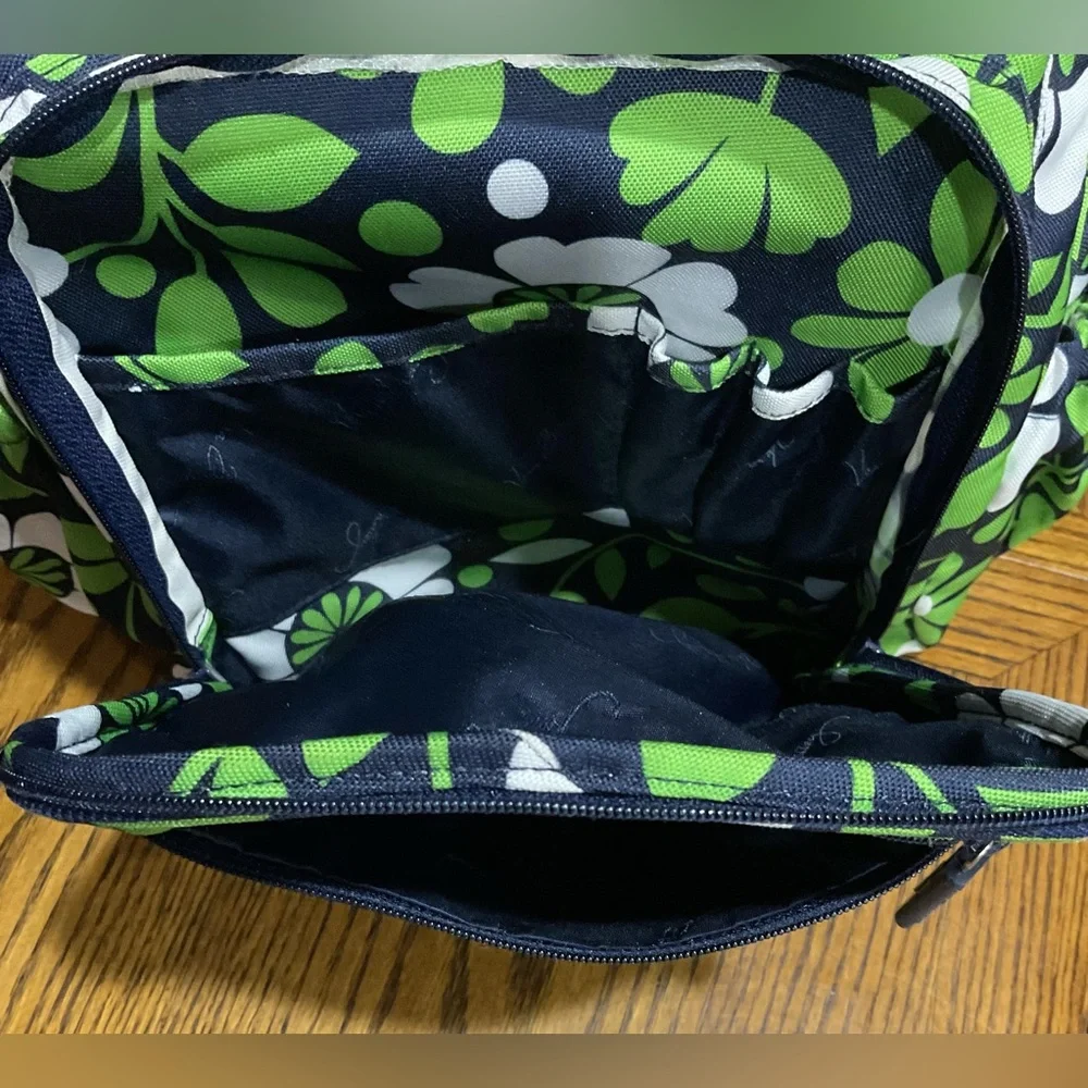 Vera Bradley floral canvas backpack with matching quilted shoulder purse-pockets